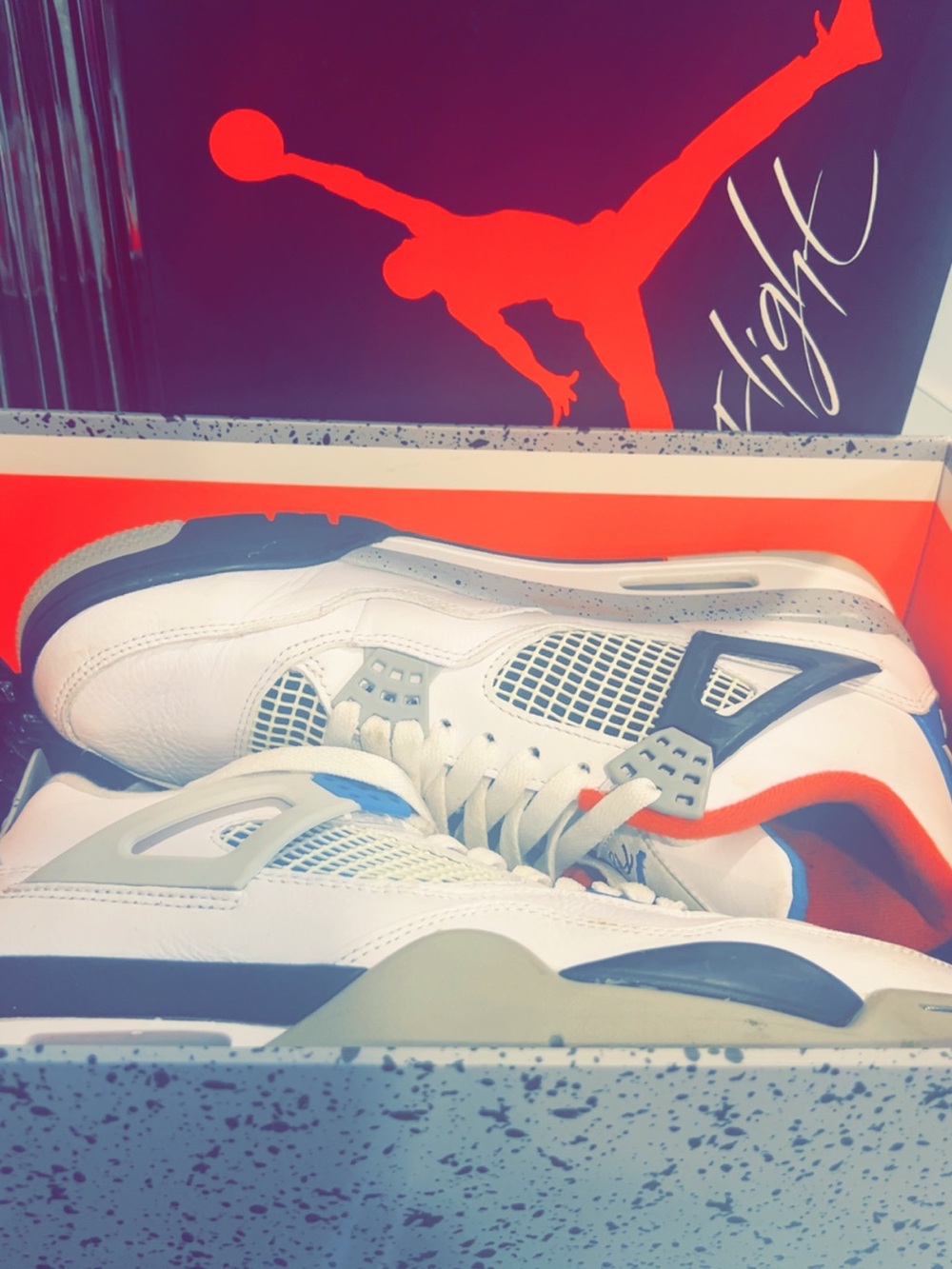 Jordan 4 Retro Men's White/Blue Sneakers
